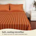 LuxClub 4 PC Sheet Set Bed Sheets Deep Pockets 16" Wrinkle Free Cooling Machine Washable Hotel Bedding Silky Soft - Striped-Autumn Orange King