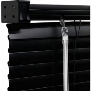 100% Privacy 1" Vinyl Cordless Mini Blinds for Indoor Windows,L-Shaped Blades Horizontal Room Darkening & Light Filtering shutters for Home 19.5" WX48 H Black