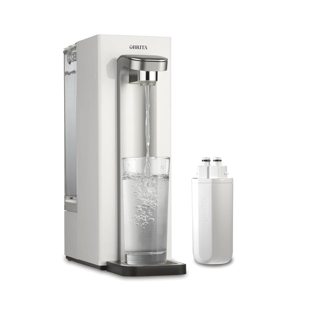 Brita Hub Compact Instant Powerful Countertop Water Filter System, Reduces 70+ Contaminants, 9 Cup Water Reservoir, Includes 6 Month Carbon Block Filter, White