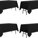 sancua 2 Pack Black Tablecloth 60 x 84 Inch, Rectangle Table Cloth for 4ft Tables - Stain and Wrinkle Resistant Washable Polyester Table Cover for Dining Wedding Banquet Party Buffet Restaurant