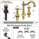 Hurran 8 Inch Widespread Bathroom Sink Faucet Brushed Gold, 3 Hole 2 Cross Handles Classic Vintage Antique Faucet with Metal Pop Up Drain and Supply Hoses for Vanity, RV, Farmhouse
