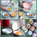 6 PCS 5.7inch/14.5cm Square Lightweight Wheat Straw Plates, Deep Dinner Dishes, Camping Dinnerware for Serving pasta fruit(Blue)