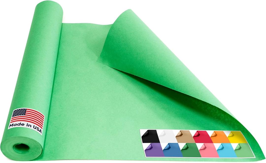 USA-Made 18" x 1200" Christmas Green Kraft Paper Roll, 45 lbs Thickness, American Quality Colored Kraft Paper for School, Bulletin Board - Non-Toxic, Odorless, Safe for Kids