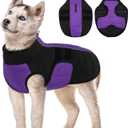 Kuoser Dog Jacket, Warm Dog Coats for Small Dogs, Reflective Doggie Winter Jacket Cold Weather Pet Coats with Leash Hole, Winter Coat Apparel for Yorkie Chihuahua, Purple XS (XS (Chest Girth: 9.8-12.6''))