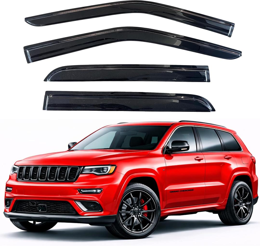 KPY Rain Guards Fit for 2011-2021 Jeep Grand Cherokee, Out-Channel Window Visors Vent Wind Deflectors 4PC, Car Accessories for 11-21 Grand Cherokee (Excludes L Model)