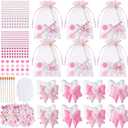 Gersoniel 24 Set Pink Bow Arts and Crafts Valentine's Day Party Favors Paint Your Own Ceramic Figurines Galentines Crafts Pink Bow Painting Kits Coquette Gifts for Women DIY Plaster Friends Bestie