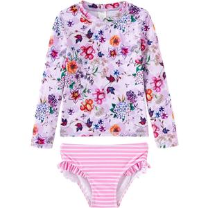 UMELOK Toddler and Little Girls Rash Guard Sets with Bikini Bottoms Swimwear (2T, Blue, Tie Dye)