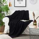 Longhui Bedding Black Cotton Cable Knit Throw Blanket for Couch Sofa Chair Bed Home Decorative, 2.5 Pounds 50 x 60 Inch Lightweight Woven Throw Blankets with Bonus Laundering Bag, Machine Wash