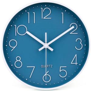 jomparis 10 Inch Cerulean Wall Clock Battery Operated Silent & Non-Ticking Wall Clock Decor for Bathroom Bedroom