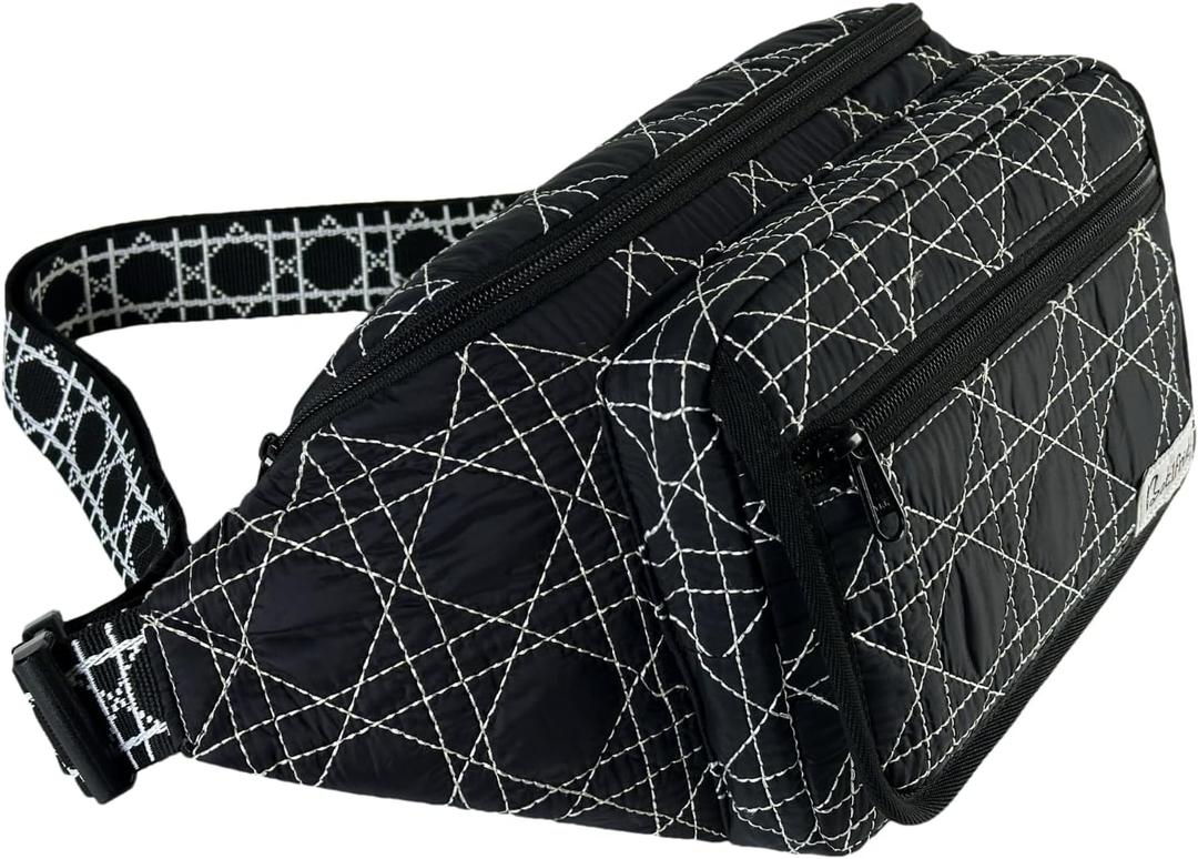 Diaper Fanny Bag With Changing Pad, YKK Zippers,Wipes Pocket,Unisex,Stylish,for Excursions Short Quickly Day Out (Black)