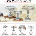 Eaasty 3 Pcs Cake Stand Set Round Cake Stand with Crystal Bling Pendants Dessert Table Display Set for Wedding Event Birthday Party Dessert Table(Sliver)