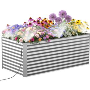 Lineware 8x4x3 ft Tall Galvanized Raised Garden Bed with Self-Watering System, Elevated Planter Boxes Outdoor, Rectangular Deep Raised Beds for Gardening,Vegetables,Flowers, Backyard, Patio