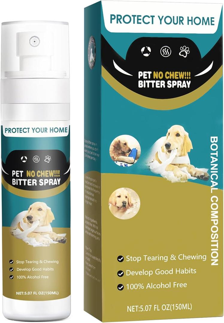 Bitter Apple Spray for Dogs, Effectively, No Chew Spray for Dogs Stop Licking Biting & Destructive Behavior Protect Your Furniture Prevent Licking Injuries Indoor/Outdoor Training Deterrent (150ML)