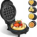 Mini Waffles Maker with 8 Removable Plates, 4 in 1 Small Waffle Maker Mini- Waffle, Heart Waffle, Pancake, Donut, 4.5" Non Stick Waffle Iron for Kids and Families, Black