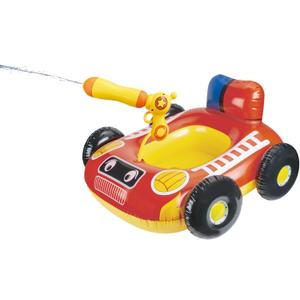 Big Summer Inflatable Fire Truck Pool Floats for Kids with Built-in Squirt Gun, Inflatable Toddler Pool Toys for Children Aged 3-8 Years