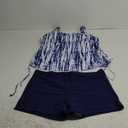 Women's Plus Size Tankini Swimsuit - Two Piece Bathing Suit with Shorts 2025 V-Wired Tummy Control Swimwear Blue Tie Dye 20W