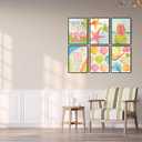 ZHJIOFXG Colorful Beach Poster Set of 6 Beachy Room Decor Pastel Coastal Aesthetic Wall Art Shell Starfish Palm Tree Painting Picture Artwork for Girls Bedroom Dorm Apartment Decorate 12x16in Unframed