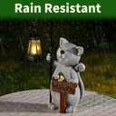Solar Cat Outdoor Garden Lights Solar Powered Lantern Resin Statue for Outside Balcony Garden Decor Gift for Grandma Women 18 * 5.58 * 9 inch (Gray Lantern Cat)