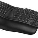 Ergonomic Wireless Keyboard Mouse, Wave Key Bluetooth/2.4G Split Design Ergo Keyboard Mouse Combo with Cushioned Palm Rest, Multi-Device, Rechargeable, for Multi-OS, Windows/Mac/Android Black