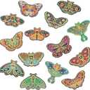 Lyrow 14 Pcs Moth Iron on Patches Appliques Colorful Insect Embroidered Sew on Patches Bulk for DIY Clothing Hat Jacket Backpack Summer Camping Party Decoration