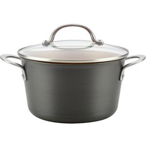 Ayesha Curry Home Collection Hard Anodized Nonstick Sauce Pan/Saucepan with Lid, 4.5 Quart, Charcoal Gray Ayesha Curry Home Collection Hard Anodized Nonstick Sauce Pan/Saucepan with Lid, 4.5 Quart, Charcoal Gray