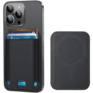 for MagSafe Wallet, Strongest Magnetic Wallet for iPhone 16/15/14/13/12 Series, 7 Cards Holder, Magnetic Phone Wallets, Leather Minimalist Slim RFID for iPhone Wallets, 1 Slot, Black & Black