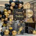 2 x Black and Gold Balloons Garland Kit, 124 Pieces Metallic Chrome Gold Balloon for Birthday Party, Wedding, Baby Shower, Gradution, New Year Party Supplies Decorations
