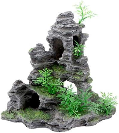 Saim Large Aquarium Rockery Cave Decorations, Mountain View Ornament Fish Tank Aquascape Model for Gold Fish, Betta Cichlids Hideaway Cave Hideout (9x4x9inch-S)