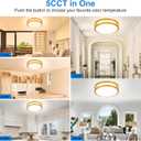 DLLT Flush Mount LED Ceiling Light: 10 Inch 5CCT (3000K-6000K) & Dimmable Ceiling Light Fixtures for Bedroom Hallway - 18W Modern Gold 1600LM Super Bright Kitchen Lighting Fixtures Ceiling