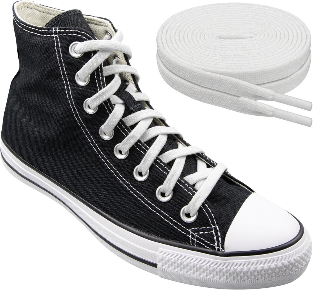 Elastic Shoe Laces for Converse High Top and Low Top Flat Stretchy Bungee Replacement Shoelaces (54Inch, White)