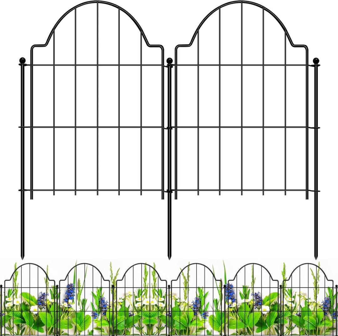 Decorative Garden Fences 17in x 10.3ft, 10 Pack Outdoor Fencing Animal Barrier Dog Border, Metal Wire Fence Panels for Garden Decor, Flower Bed Edging Borders for No Dig Patio Yard