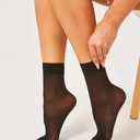 Pioni Women's 5 Pairs Nylon socks for Women Ankle High Sheer Socks Tights Hosiery Crew Stocking (Black)