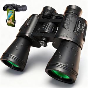 20x50 High Powered Binoculars for Adults with Smart Phone Adapter  Waterproof Compact Hunting Binoculars for Bird Watching, Low Light Night Vision Travel Binoculars with Carrying Case & Strap