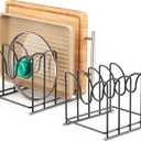 Pot Lid Organizer Rack,1.6in Wide Cutting Board Organizer for Pan Lids,Baking Sheets,Cookie Sheets, with 4 Slots,Cutting Board Holder Rack (2PC-Large)