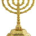 4.3" 7-Branch Hanukkah Menorah Candle Holder for Shabbat,Tabernacle, Menorahs for Chanukah(Gold)