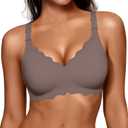 Vertvie Jelly Bras for Women No Underwire Wireless Push Up Bra Full Coverage Bralettes Seamless Comfort Everyday Sports Bra (Large, Grey)