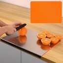 HUAKENER Large Stainless Steel Cutting Boards for Kitchen, Cutting Board with Counter Lip, Cutting Board with Silicone Mat for Meat, Fruits, Vegetables, Bread (15.7 x 11.8 Inch)