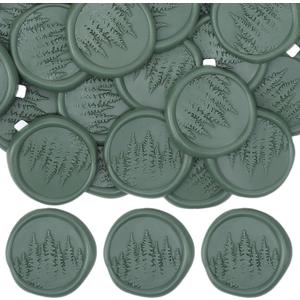Green Tree Wax Seal Stickers - 50 Pcs Vintage Wax Seal Stickers for Wedding Invitation Party, Self-Adhesive Embossed Sealing Sticker for Envelope Birthday Christmas Gift Wrapping