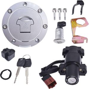 Ignition Switch Gas Fuel Tank Cap Seat Lock Key Set Replacement for Honda CBR600F4i CBR1100XX CBR900RR CBR600RR CBR1000RR CBR929RR CBR954RR VTR1000 VFR800 Black