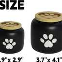 Black Small Porcelain Pet Urn with Wooden Paw Lid  Ceramic Cremation Urn for Doggo, Kitty or Fur Baby Ashes 2.9''x2.9'' Sealing Well, Elegant Decorative Memorial Display Urn