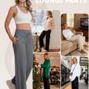 3 Pack Womens Wide Leg Pants with Pockets Comfy Casual Yoga Lounge Pant Sweatpants Loose Pajama Pants (XX-Large, Pure Black, Grey, Khaki)