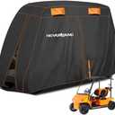 NEVERLAND Golf Cart Cover - Waterproof Golf Cart Covers - Fits for Yamaha Golf Carts EZ GO Club Car - Outdoor Windproof Sunproof (Black+Orange, Fit for 2 Passenger Cart)