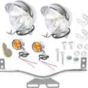 GXYWADY Motorcycle Chrome Driving Spot Fog Light Turn Signal Light Bar Kit with Bracket Set