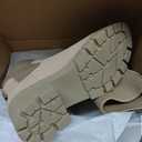 Athlefit Women's Chelsea Boots Fashion Slip on Platform Ankle Boots Lug Sole Chunky Booties (10, Nude)