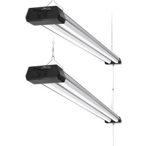 Barrina BS42a 4FT LED Shop Light for Garage, 42W, 5000K, 4800LM, Linkable Plug in Light Fixture, Workshop, Hanging or Flush Mount, Concealed Wiring Design, Pull Chain Switch, Heat Dissipation, 2 Packs