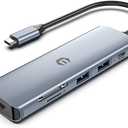 USB C Hub, 6 in 1 Multi-Port Dock, 4K HDMI, 100W Power Delivery, 3 x USB 3.0, SD/TF Card Reader for Notebooks and Smart Devices, Works with USB C Laptops Dell/HP/Surface and More