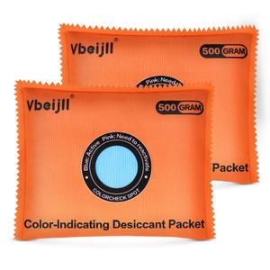 500 Gram (2 Pack) Color-Indicating Desiccant Packs for Storage, Rechargeable Silica Gel Packets, Dehumidifier for Cars, Gun Safe, 3D Filaments, Safe, Electronics