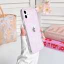 NITITOP Compatible with iPhone 11 Case Clear Cute Rose Flower Floral Leaves Pattern for Women Girls Color Frame Slim Durable Shockproof Protective Phone Cover - Pink