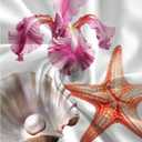 WDIRARA Women's Floral One Shoulder Tank Top Starfish Shell Print Asymmetrical Crop Tops (White, M)