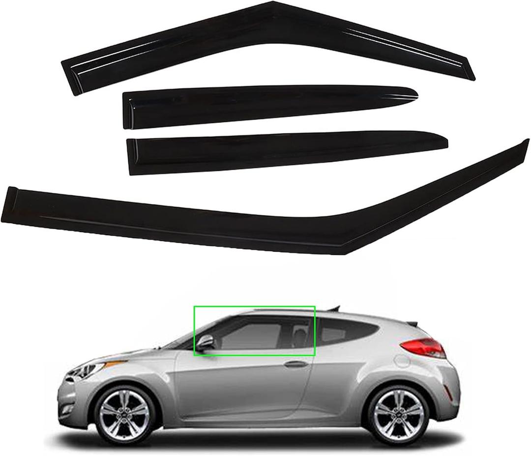 Munirater 4 PCS Side Window Vent Visors Rain Guards Deflectors Smoke Replacement for 2011-2017 Veloster